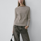 Langarmshirt Streifen Kontrast-Detail